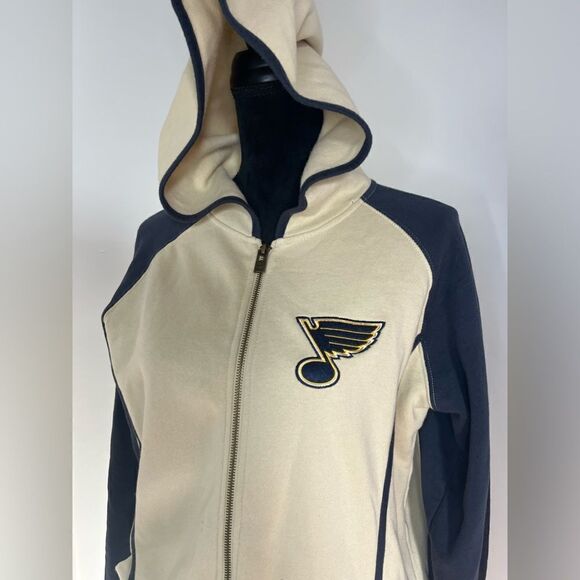 NHL ST LOUIS BLUES VINTAGE HOCKEY ZIP UP JACKET WITH HOOD WOMENS SIZE XL - Picture 6 of 12